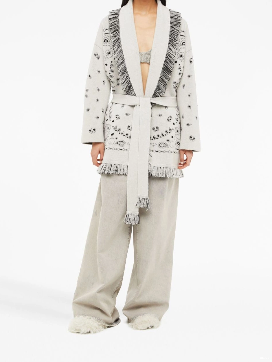 Affordable cashmere Alanui Jacquard Women cardigan Bandana fringed 0703